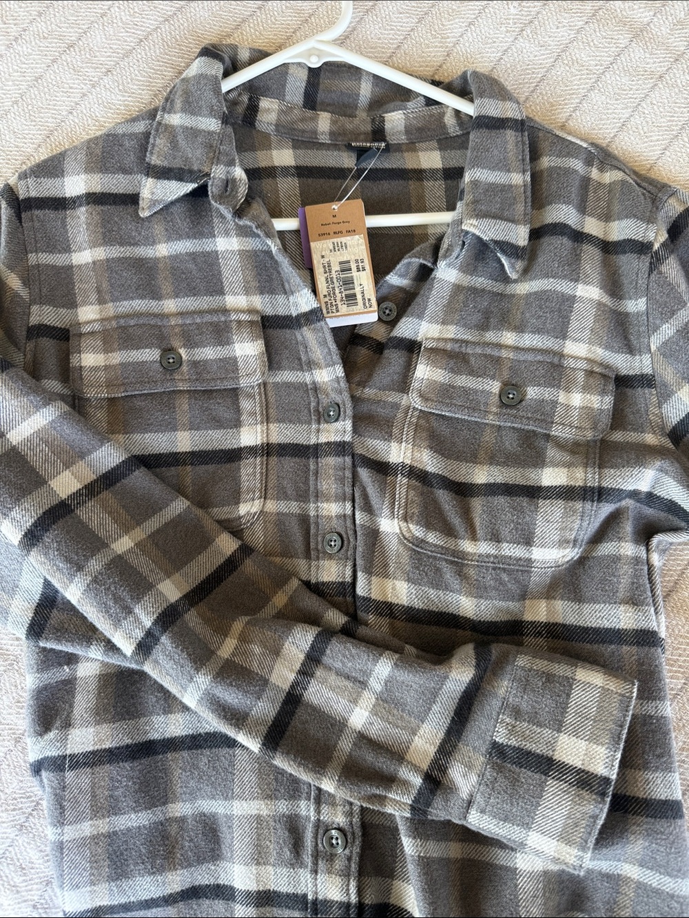 Patagonia Gray and Cream Plaid Button-Up Shacket